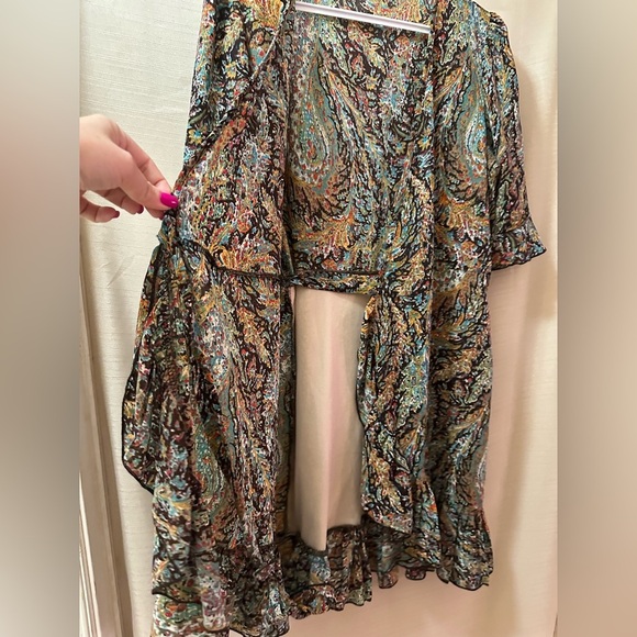 Newbury Kustom Boho Paisley Wrap Dress – Size Large - Picture 4 of 7